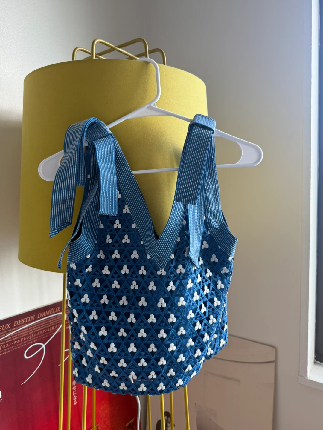 Maeve by Anthropologie Blue White Patterned Knit Tank Top