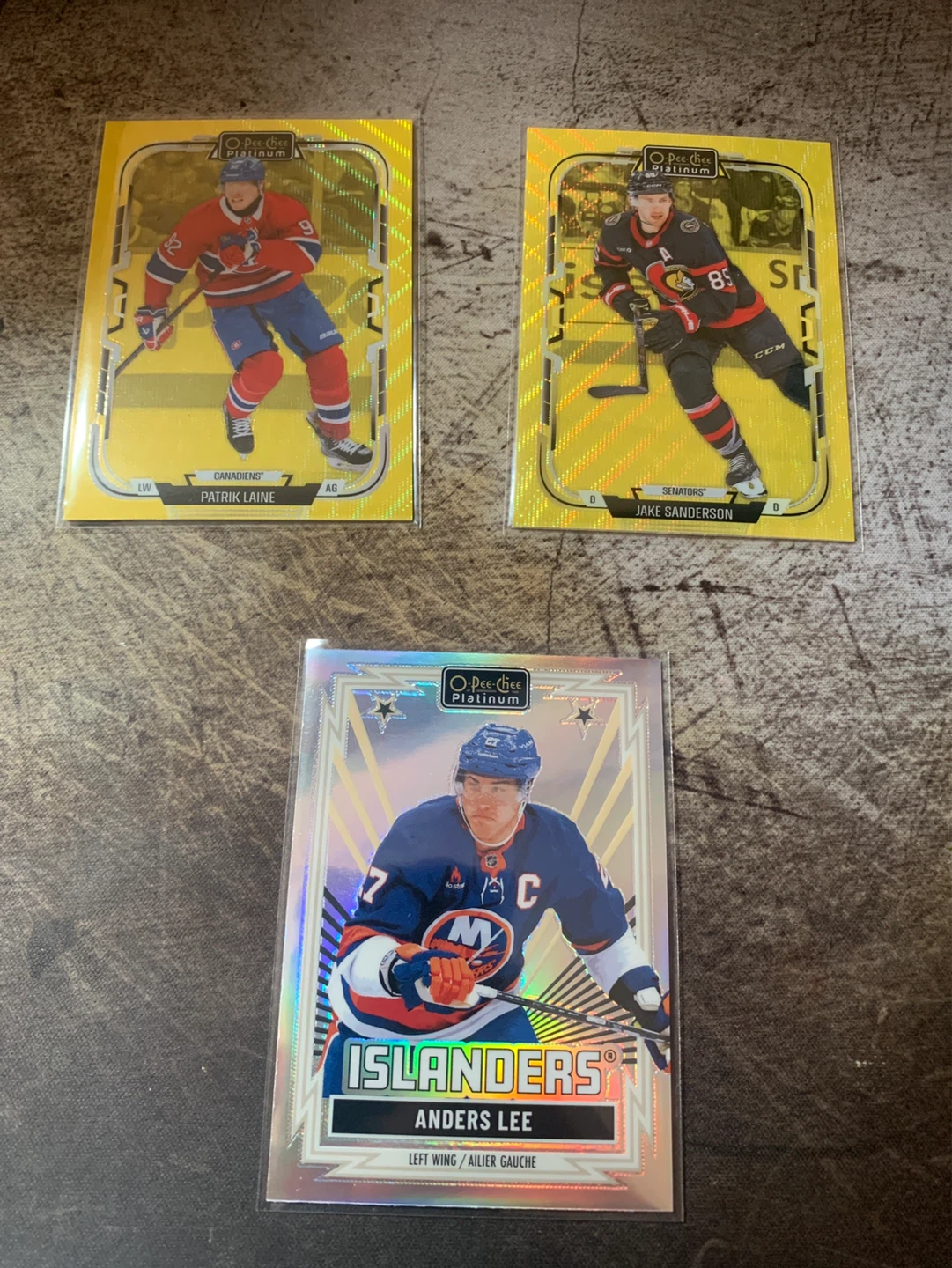 O-Pee-Chee Platinum Hockey Cards - Laine, Sanderson, Lee