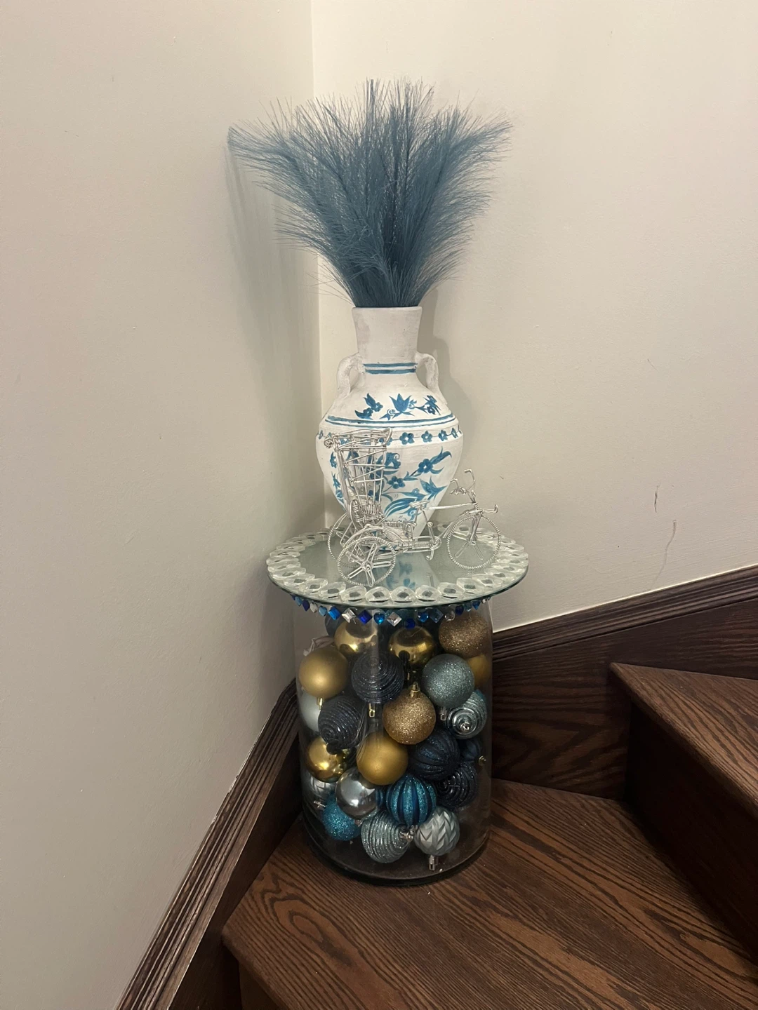 Decorative Vase with Blue and White Chinoiserie Design