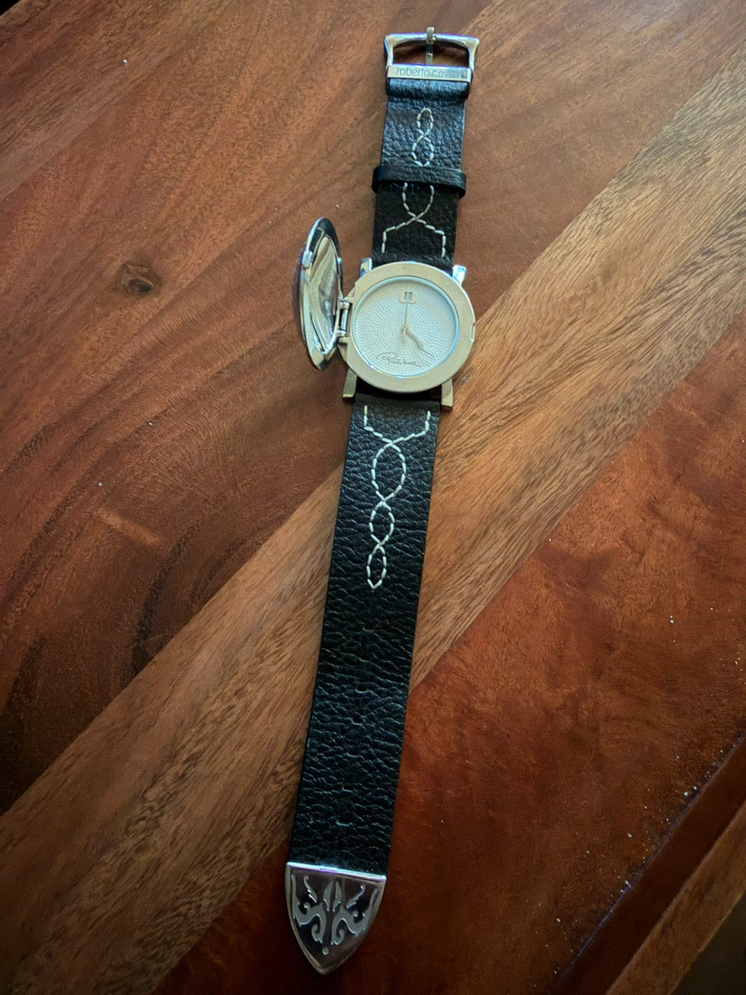Roberto Cavalli Locket Watch Black Leather