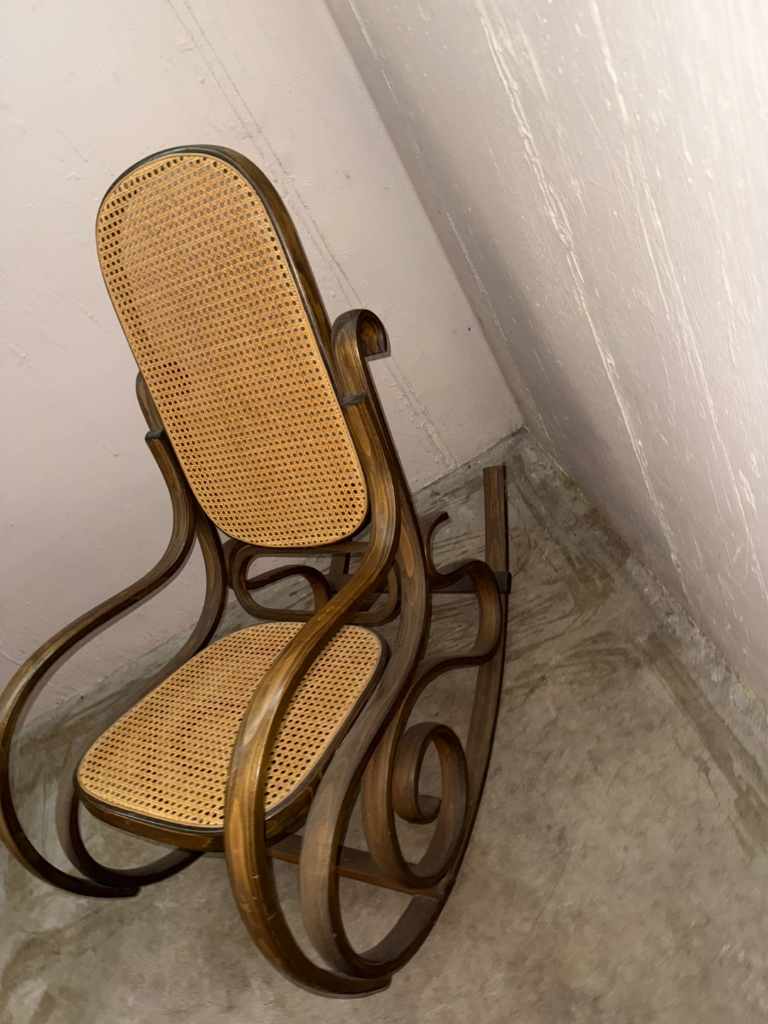 Wooden Rocking Chair with Wicker Seat - photo 3