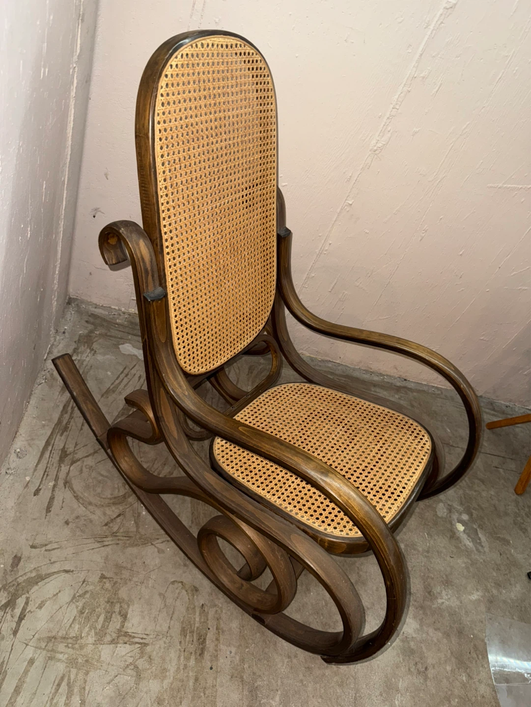 Wooden Rocking Chair with Wicker Seat