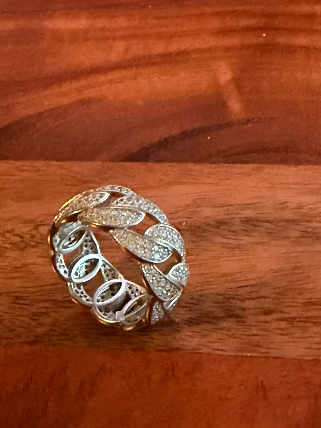 925 Sterling Silver CZ Cuban Link Ring - photo 4