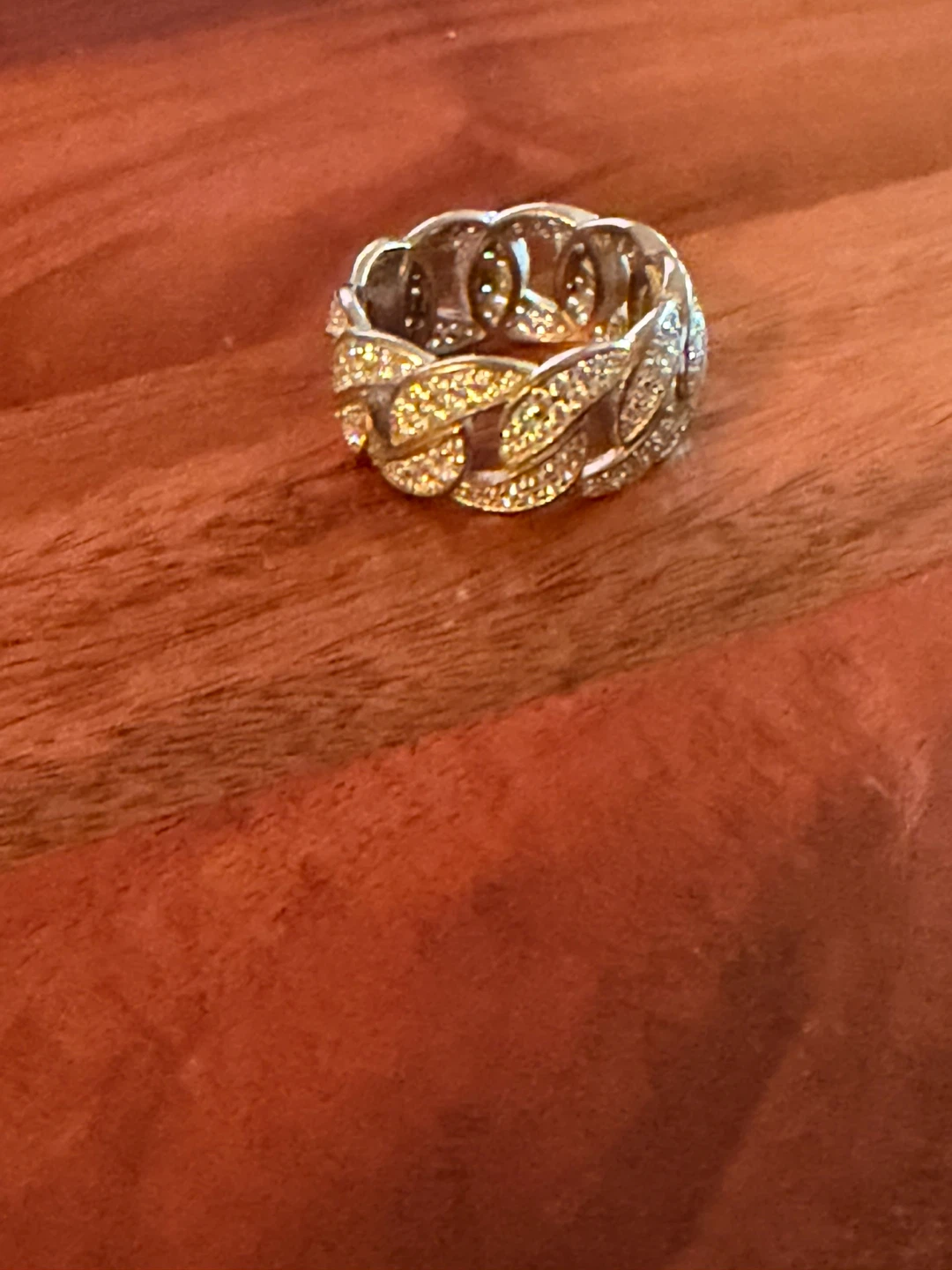 925 Sterling Silver CZ Cuban Link Ring