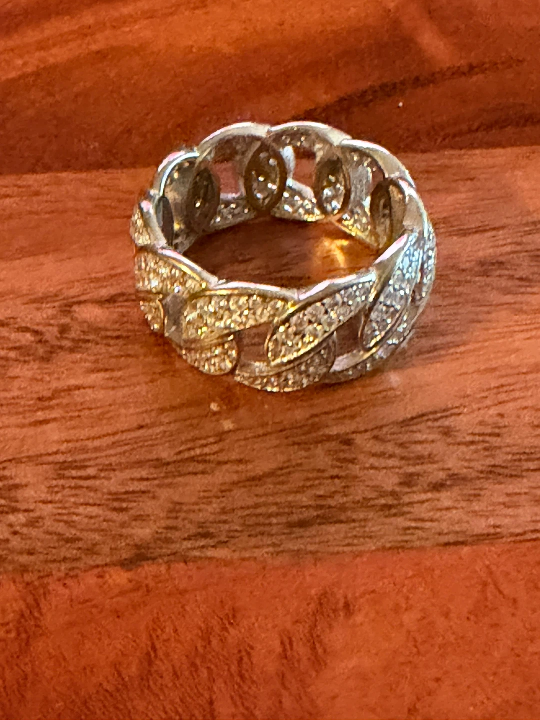 925 Sterling Silver CZ Cuban Link Ring - photo 2
