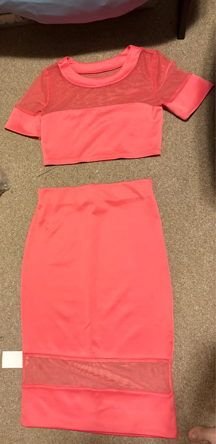 Coral Mesh Two-Piece Set