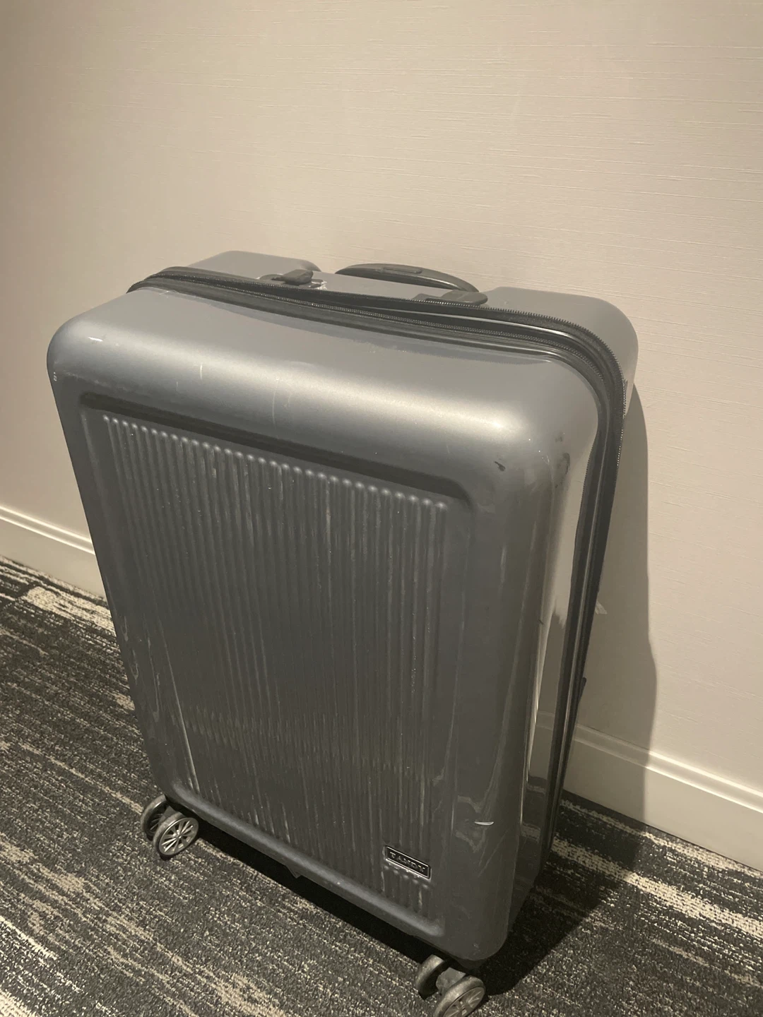 24" Checked Medium Hardside Spinner Luggage - Grey