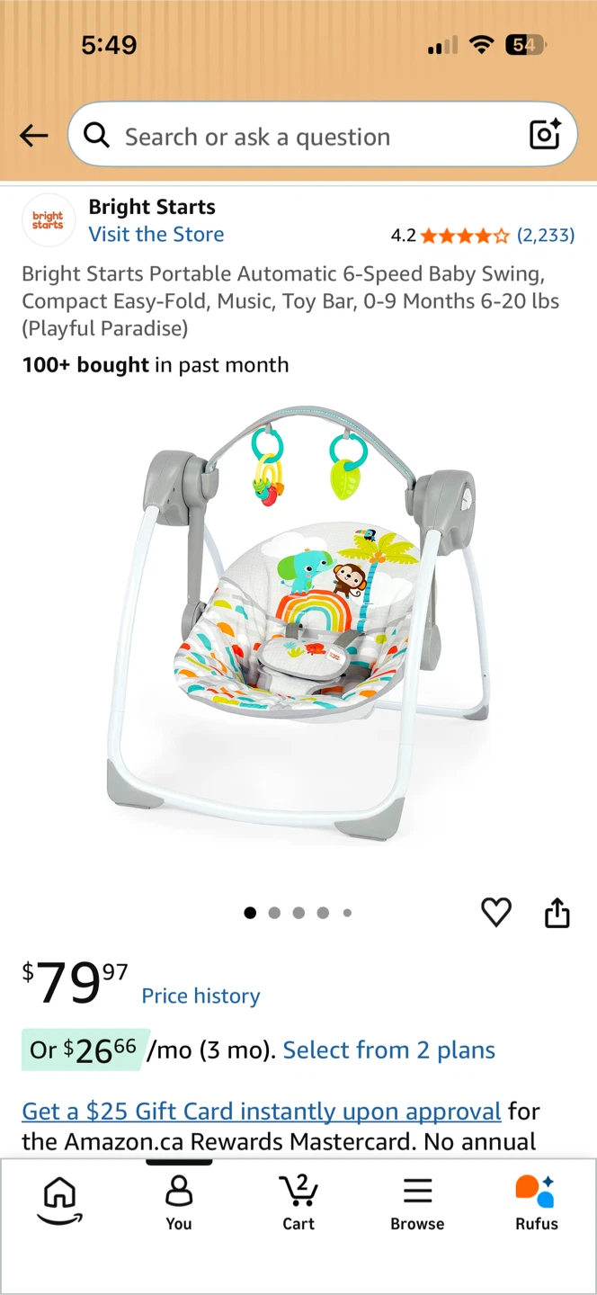 Bright Starts Portable Automatic Baby Swing - photo 2
