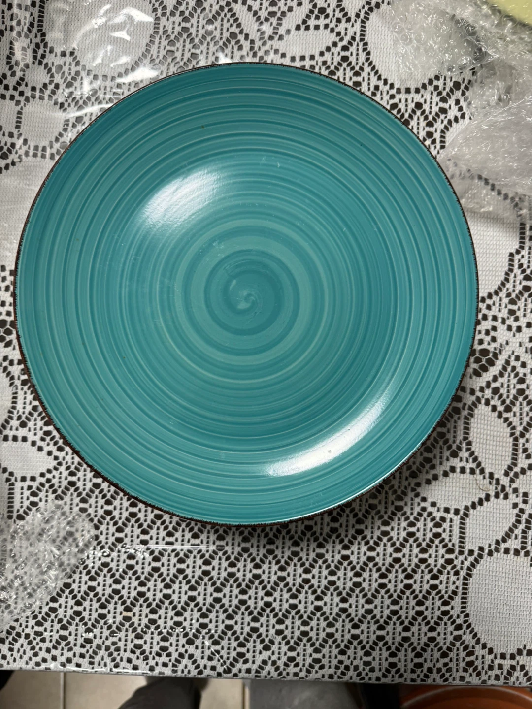 Set of 12 Turquoise Swirl Dinner Plates - photo 5