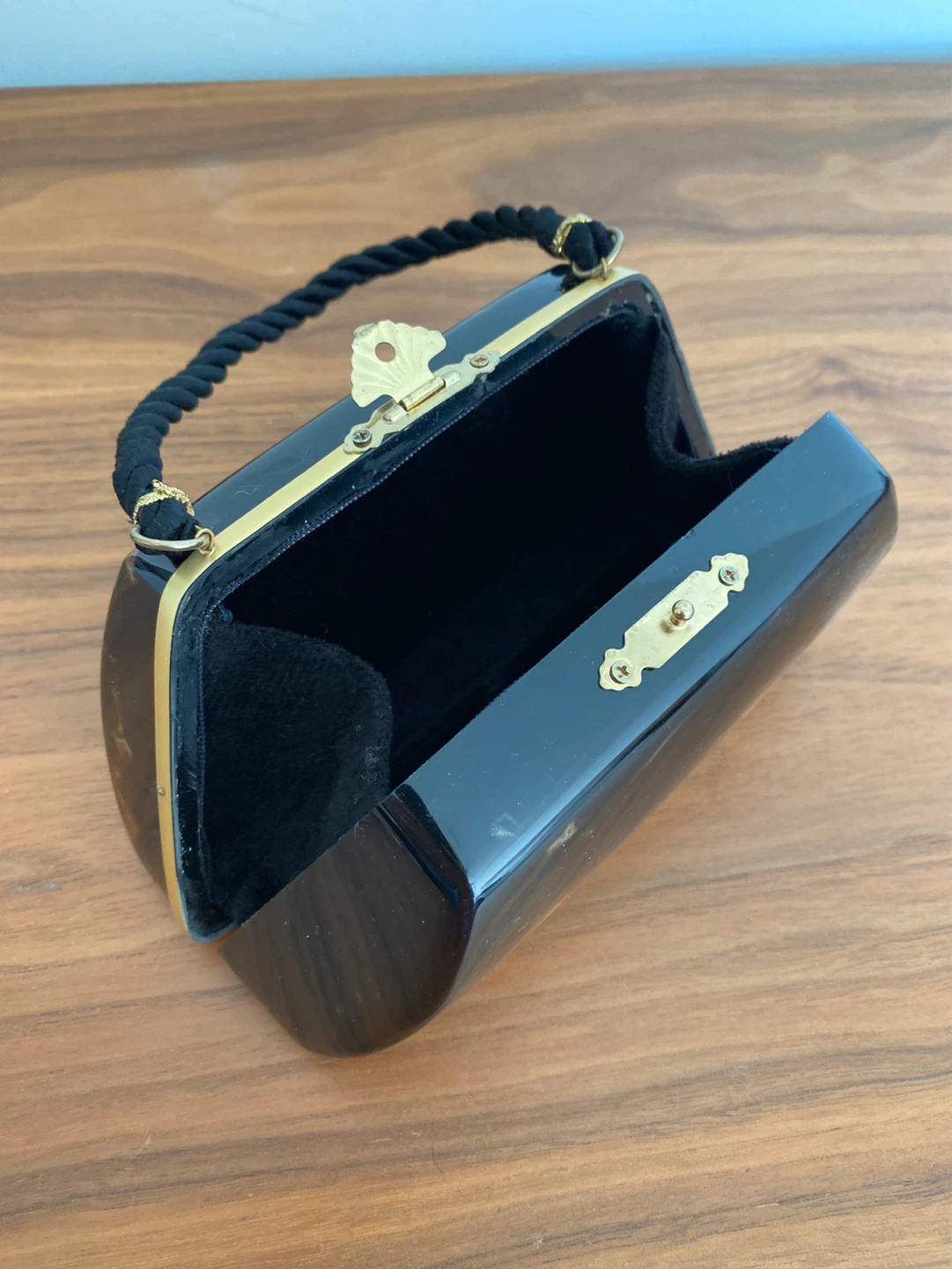 Vintage Black & Tortoiseshell Lucite Handbag - photo 2