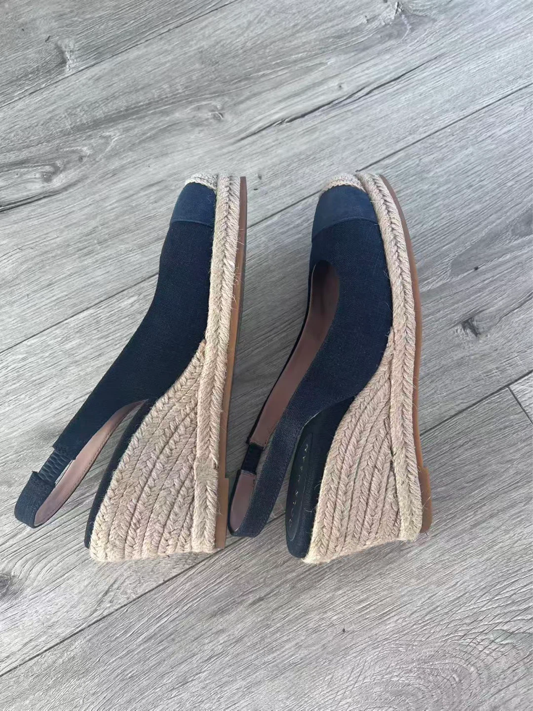 Size 7 Cole Haan Navy Espadrille Wedge Slingbacks - photo 2