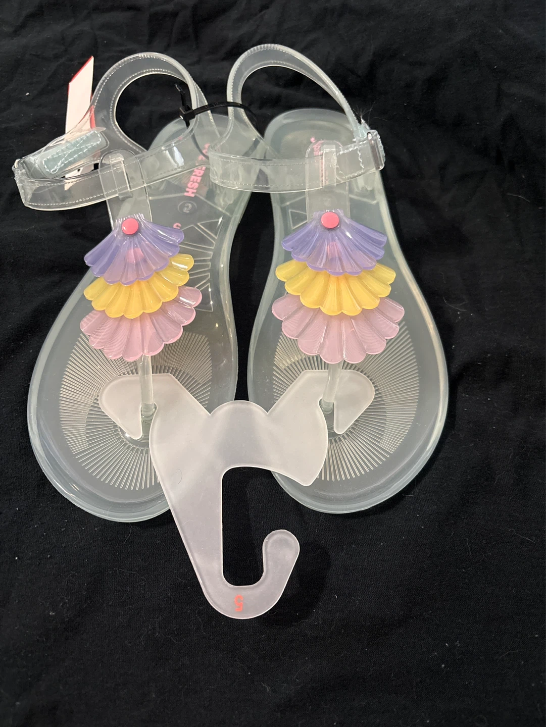 Clear Jelly Sandals with Flower Embellishments