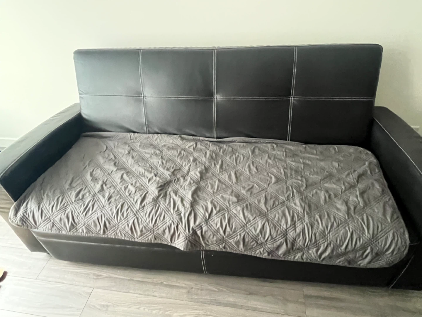 Black Faux Leather Loveseat Sofa Bed
