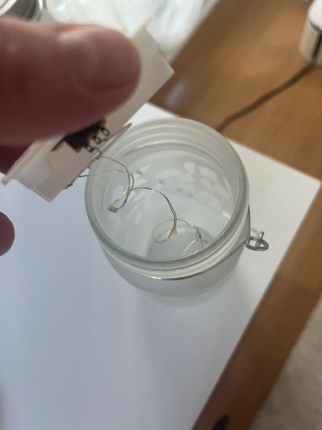 A pair of Frosted Glass Mason Jar Lantern with LED Lights - photo 5