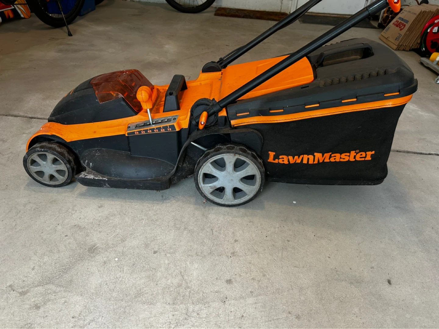 LawnMaster Orange and Black Push Mower