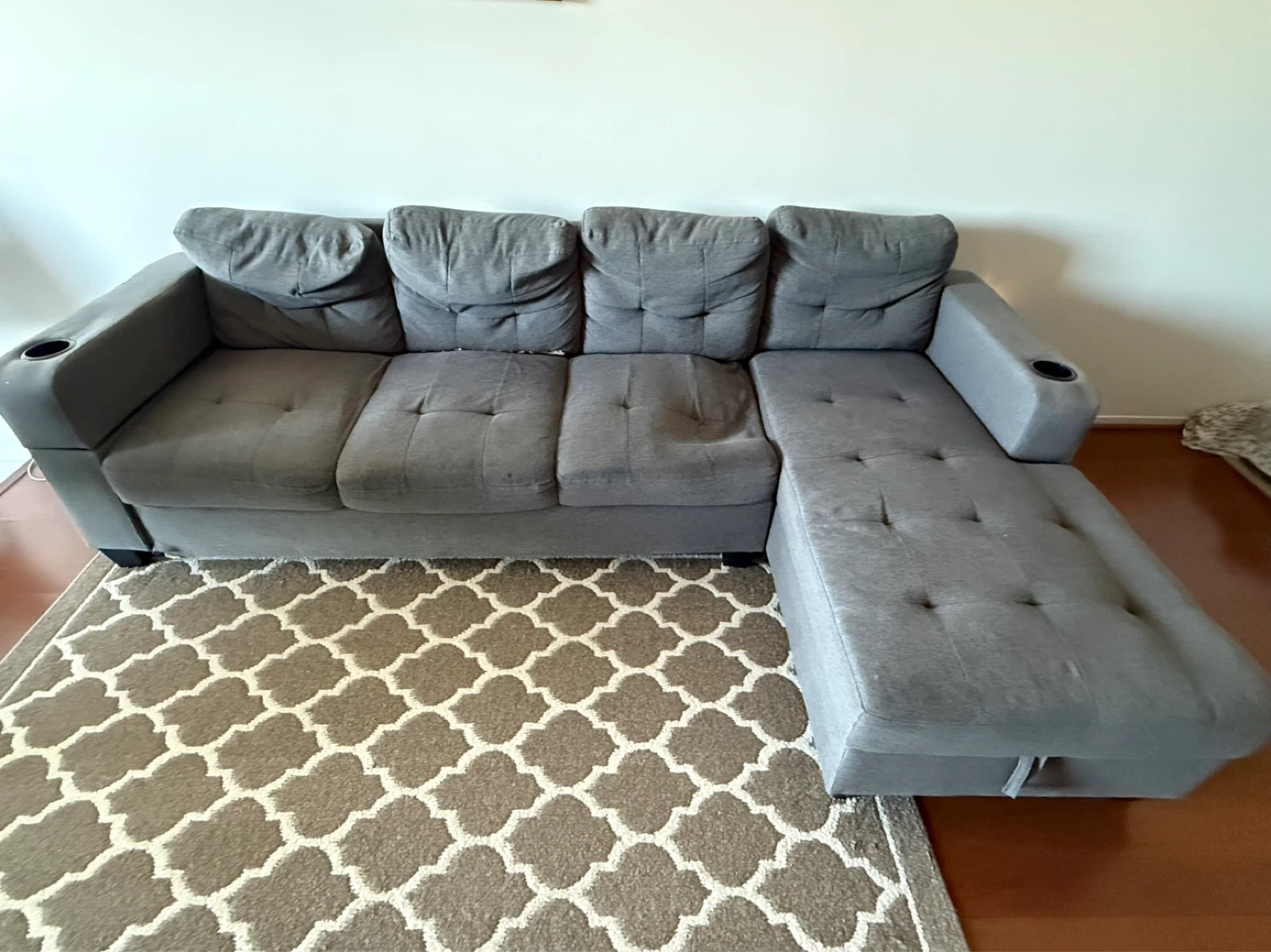 Grey Sectional Sofa with Storage Chaise