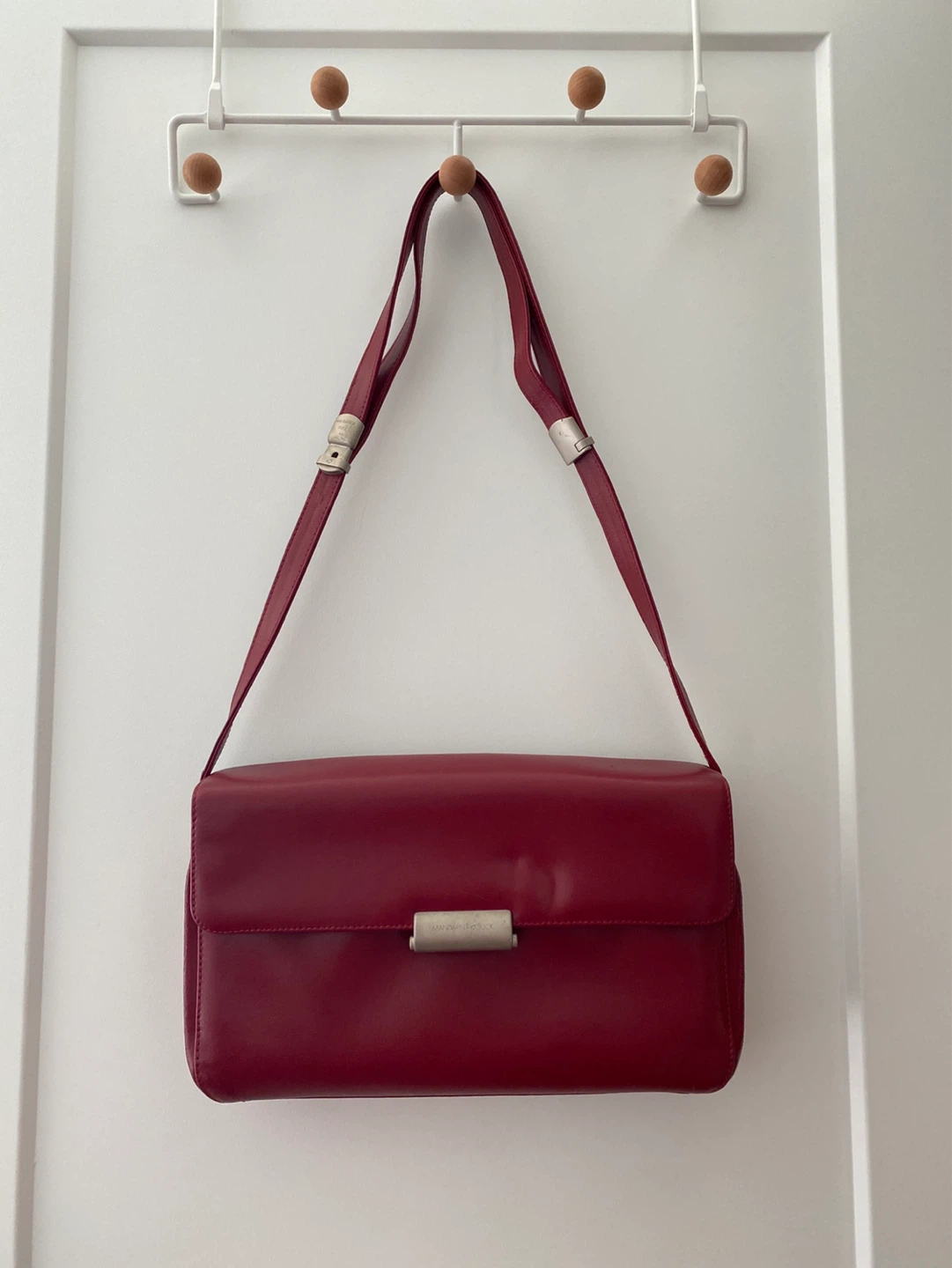 Mandarina Duck Red Leather Shoulder Bag