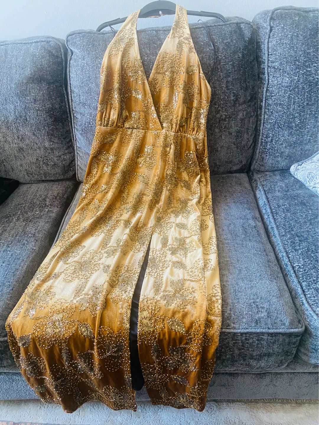New (Unused) Zara Gold Beaded Halter Dress - photo 2