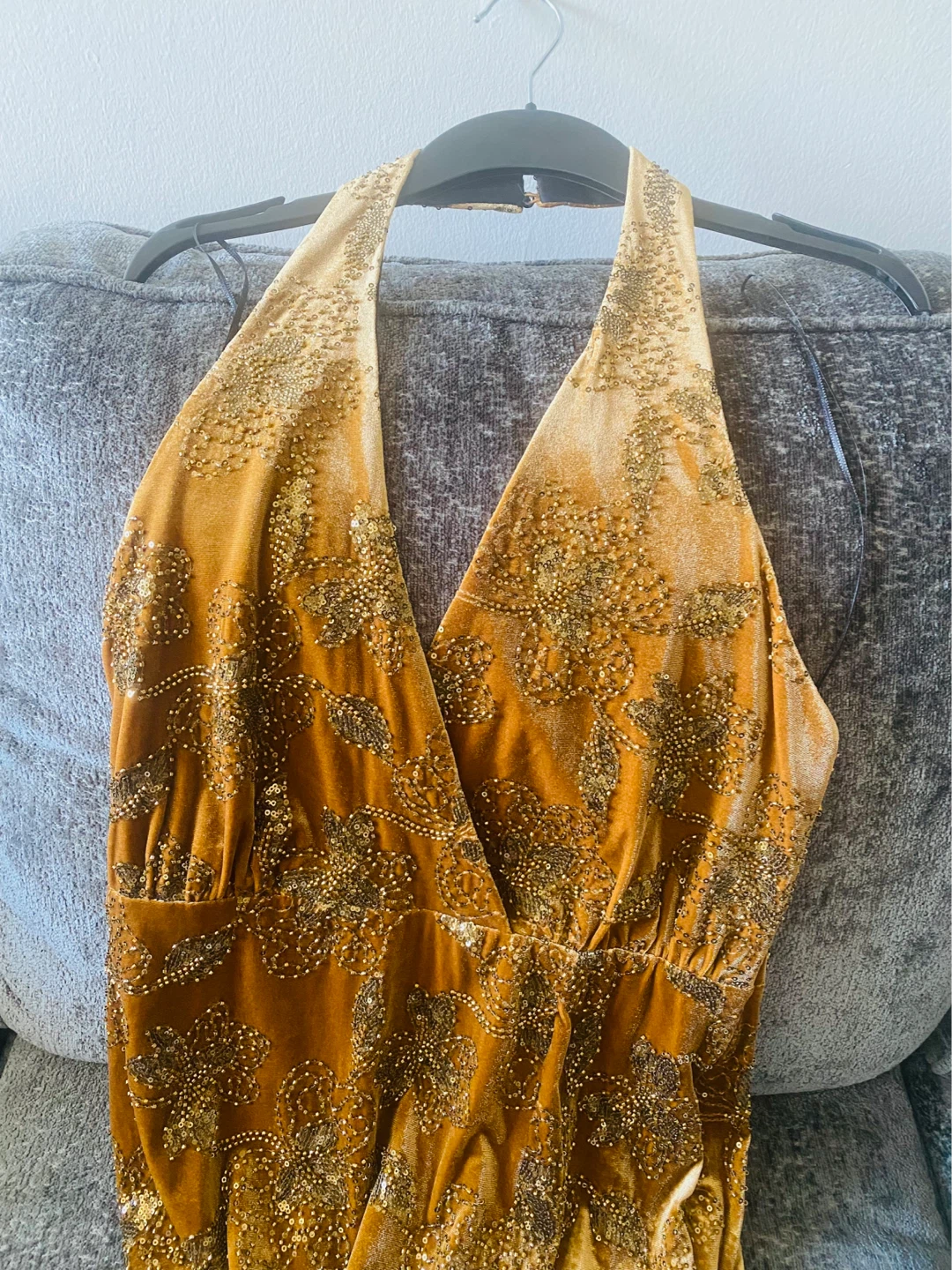 New (Unused) Zara Gold Beaded Halter Dress - photo 4