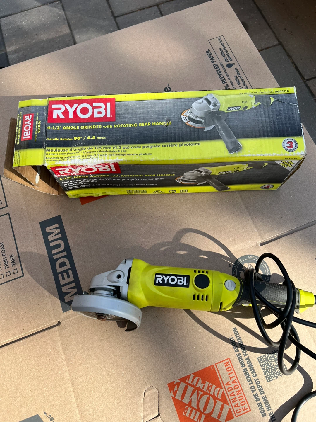 Ryobi 4-1/2" Angle Grinder with Rotating Rear Handle - photo 3