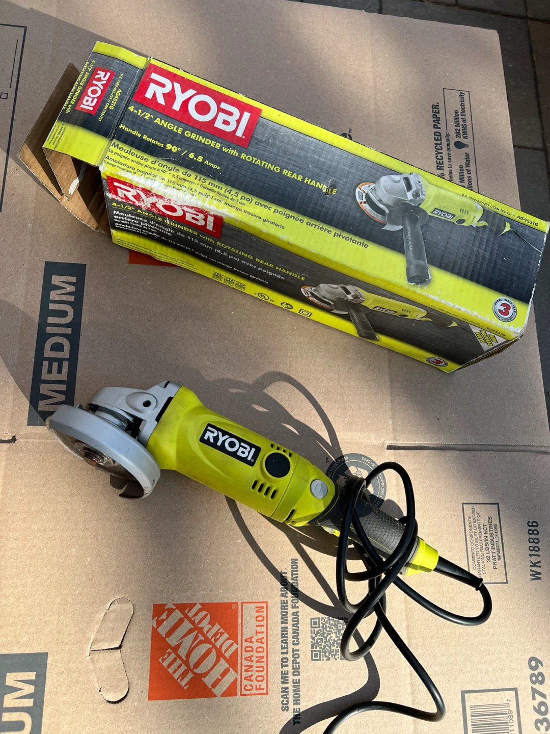 Ryobi 4-1/2" Angle Grinder with Rotating Rear Handle - photo 2