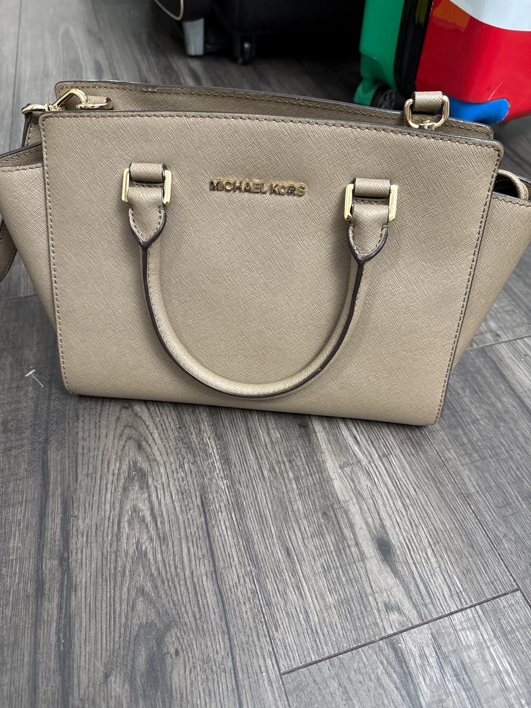 Michael Kors Taupe Leather Satchel Handbag