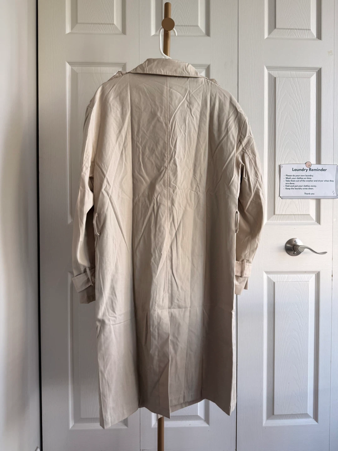 Cream Double-Breasted Trench Coat - photo 2