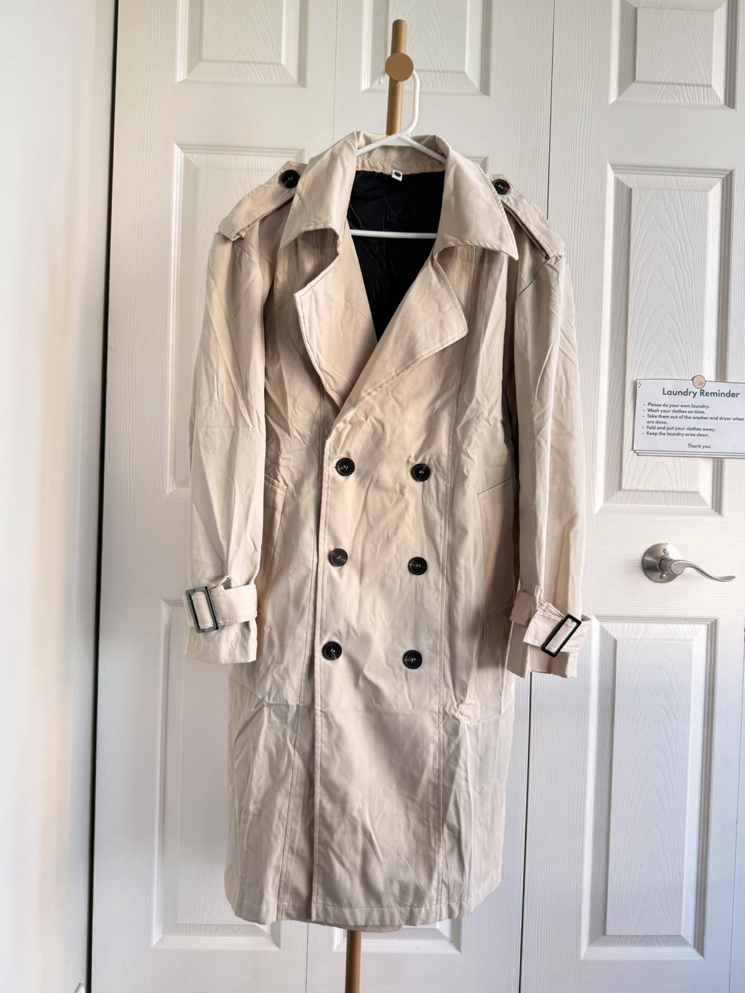 Cream Double-Breasted Trench Coat