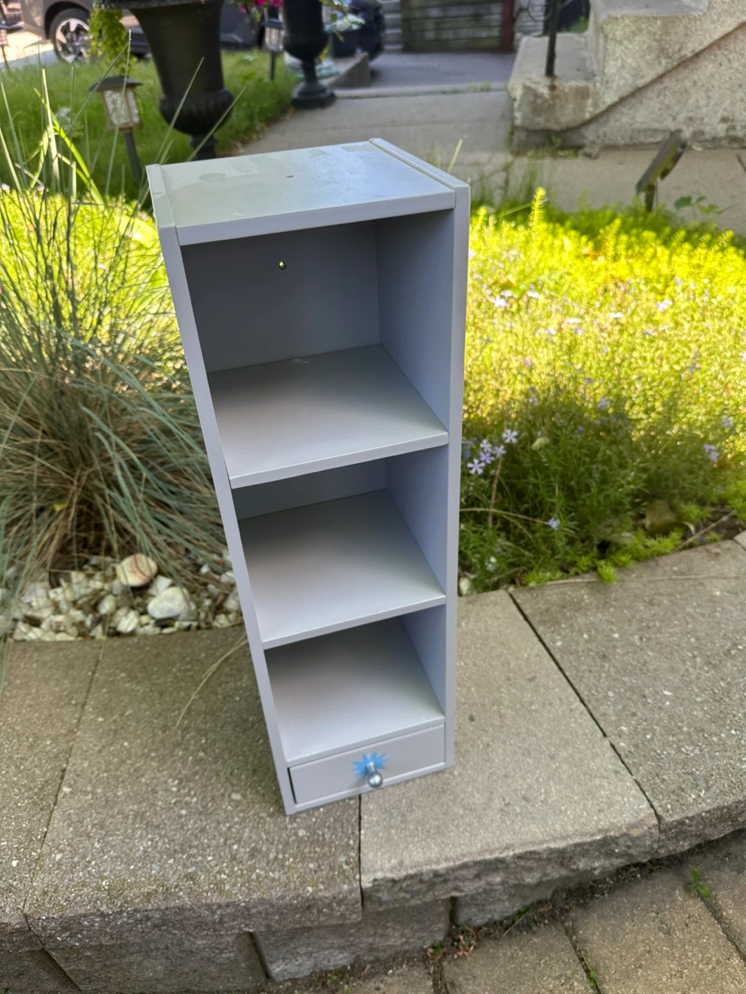 Grey 3-Tier Shelf with Drawer