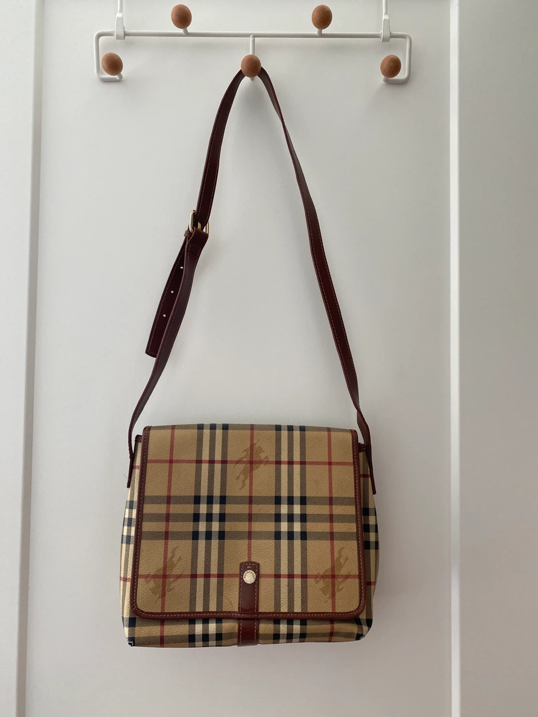 Burberry Nova Check Leather Trim Crossbody Bag