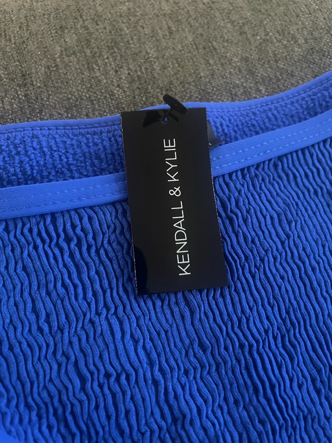 NWT - Kendall & Kylie Blue Textured Bikini Top