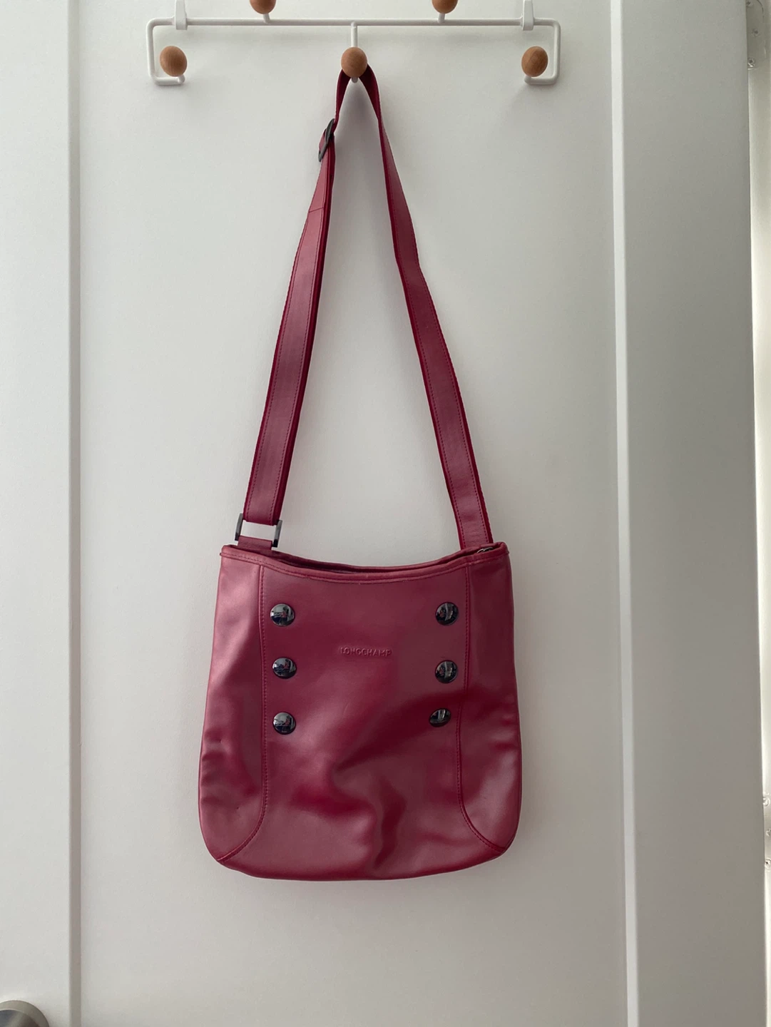 Longchamp Red Leather Shoulder Bag