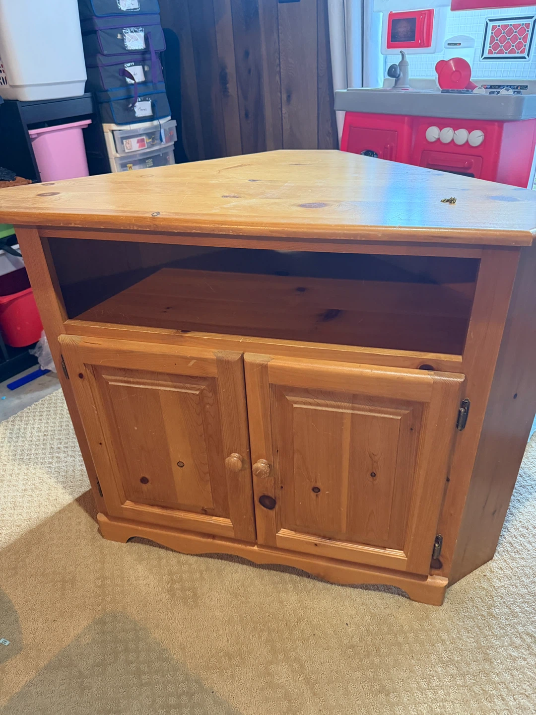 Wooden Corner TV Stand