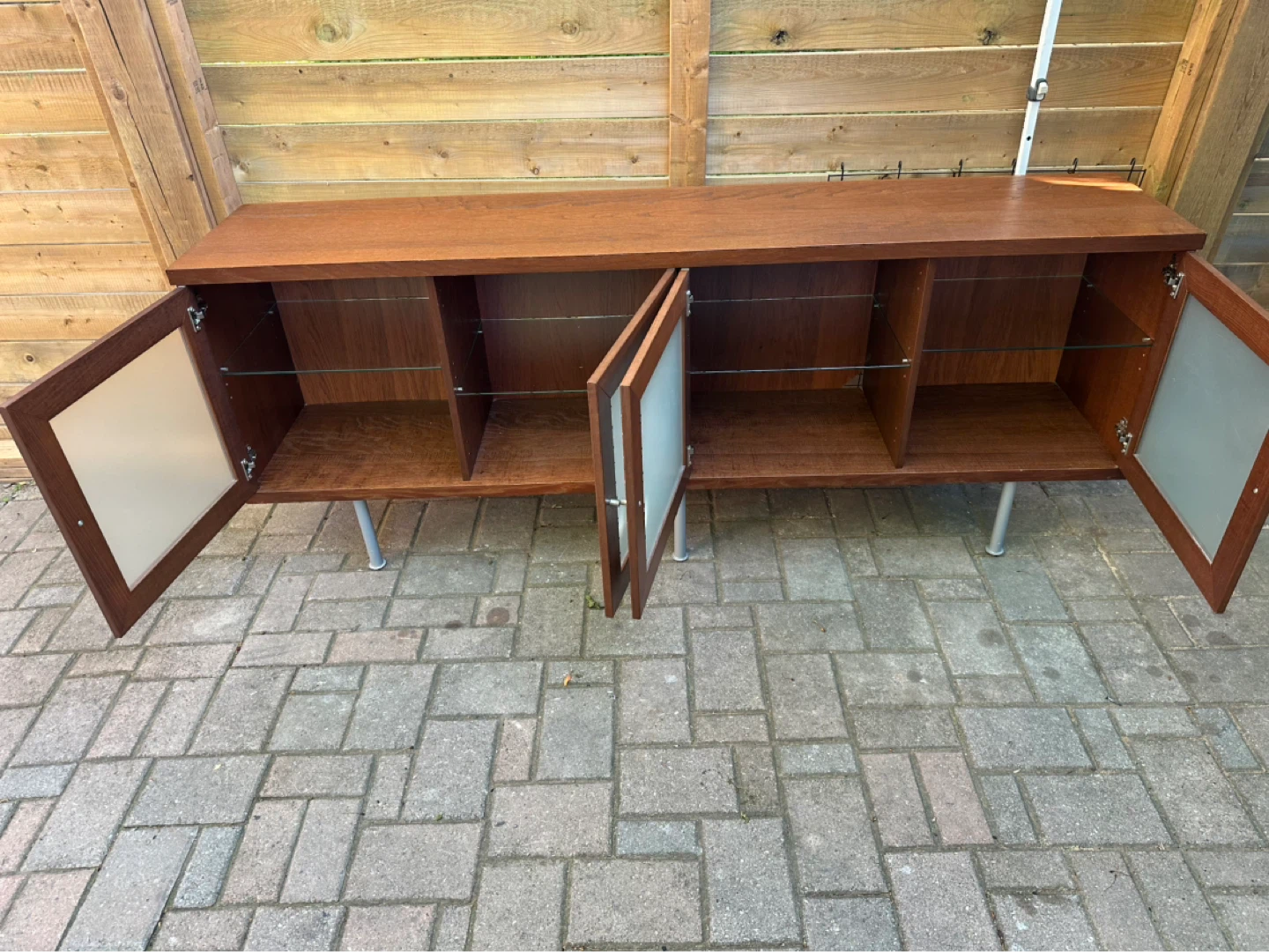 IKEA Wood media console with glass doors - photo 3