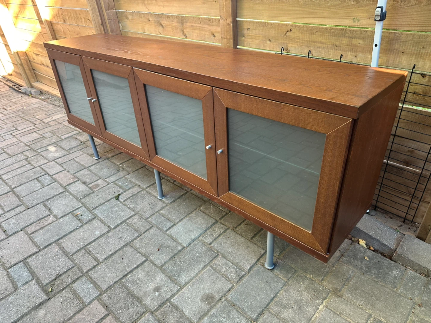 IKEA Wood media console with glass doors - photo 2