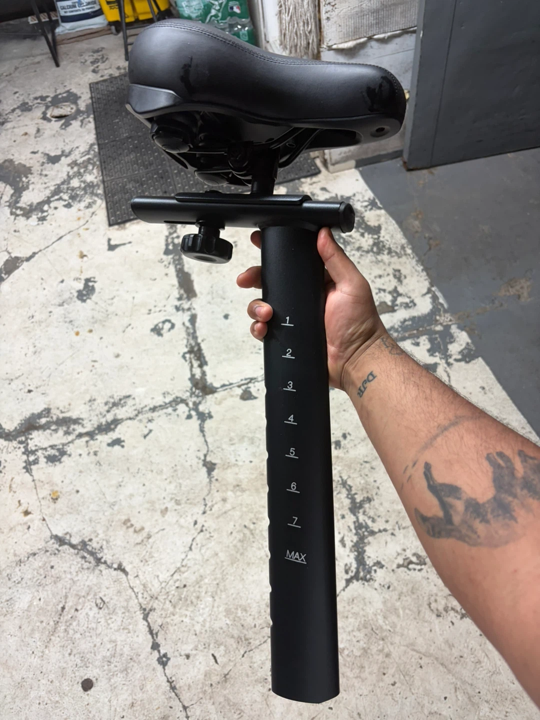 Black Bicycle Seat with Adjustable Post