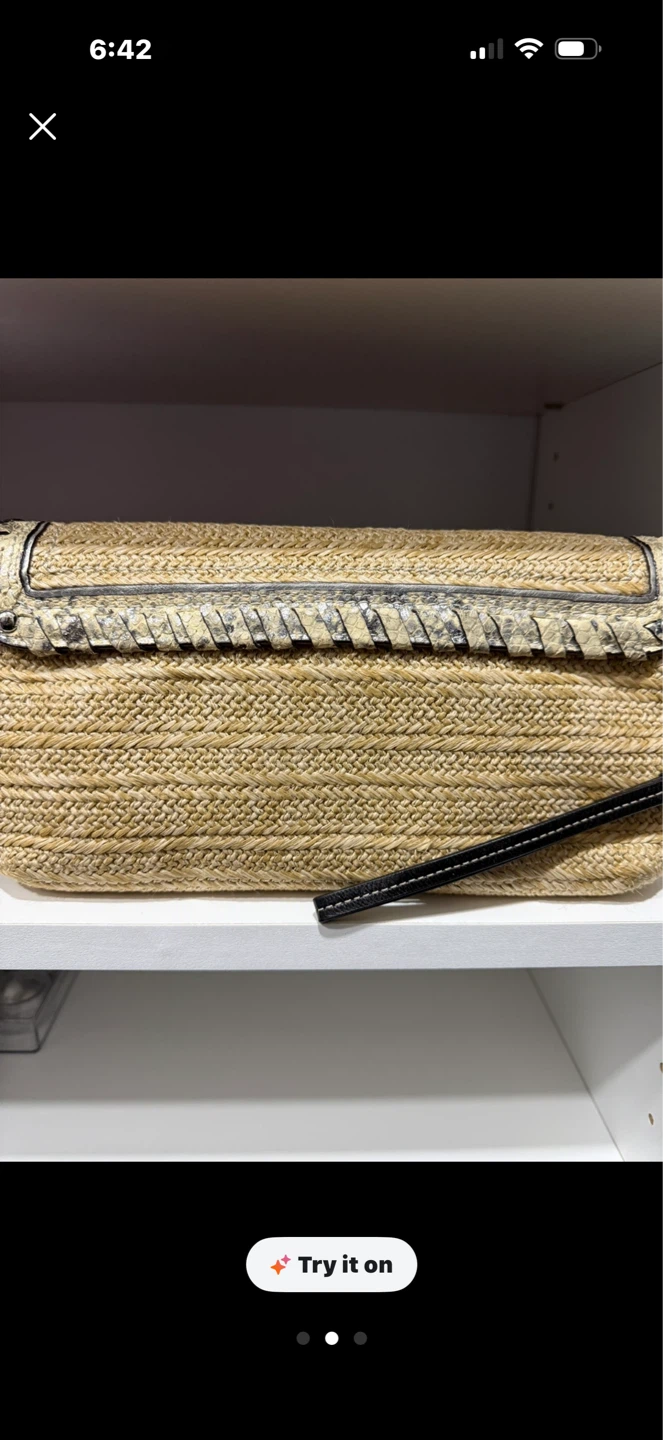 Coach Straw Clutch with Leather Trim - photo 2
