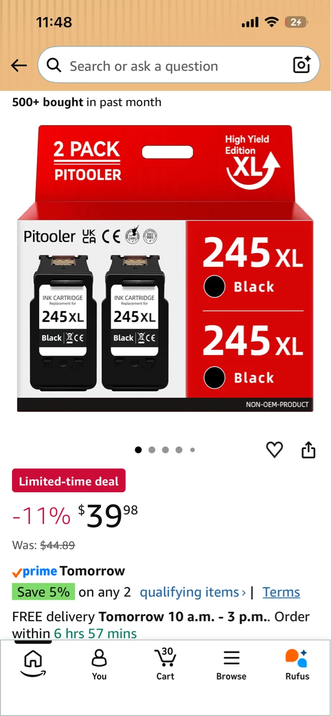 Canon Printer & 2 Pack 245XL Black Ink Cartridges - photo 5