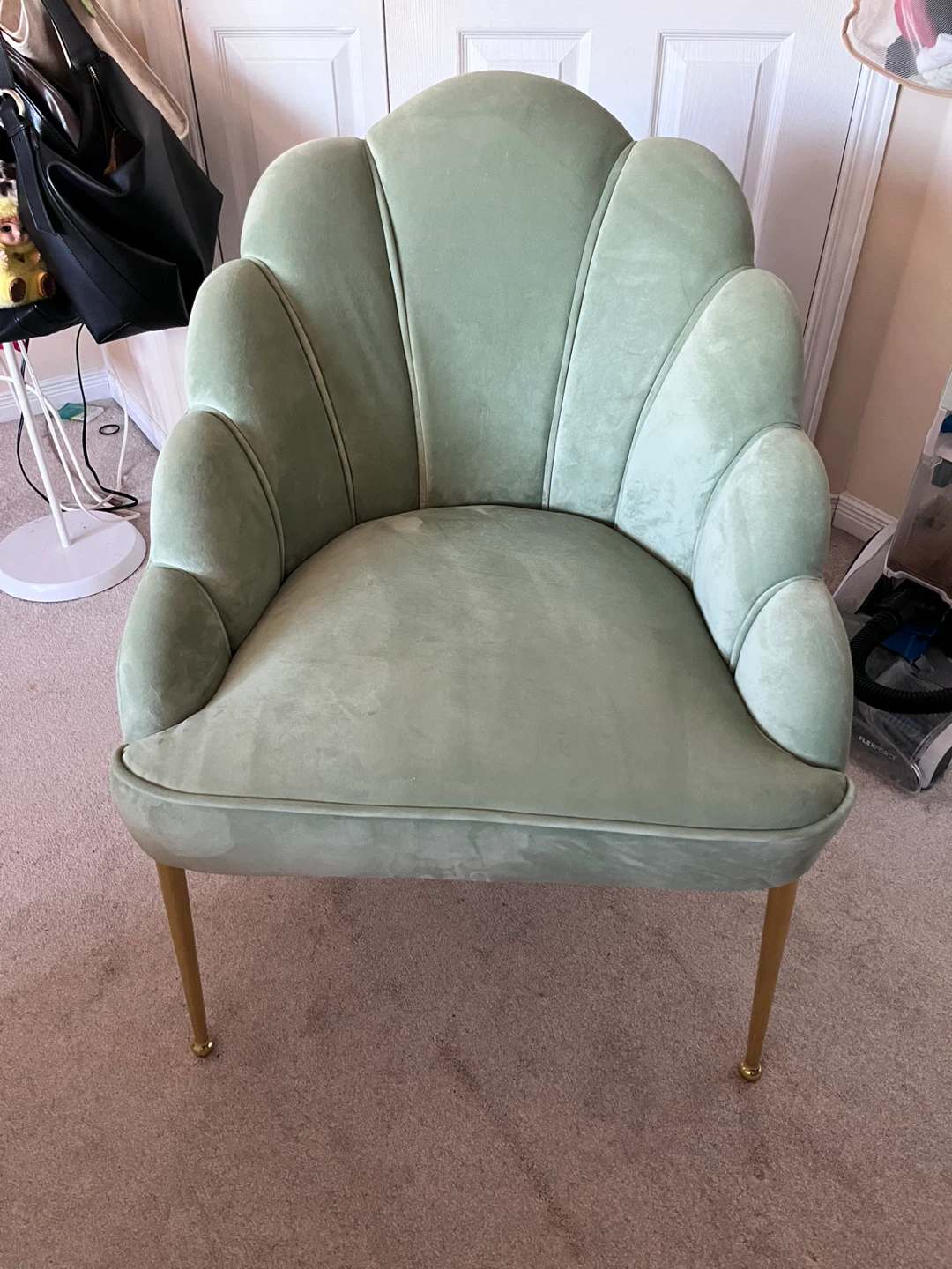 Light Green Velvet Accent Chair with Gold Legs