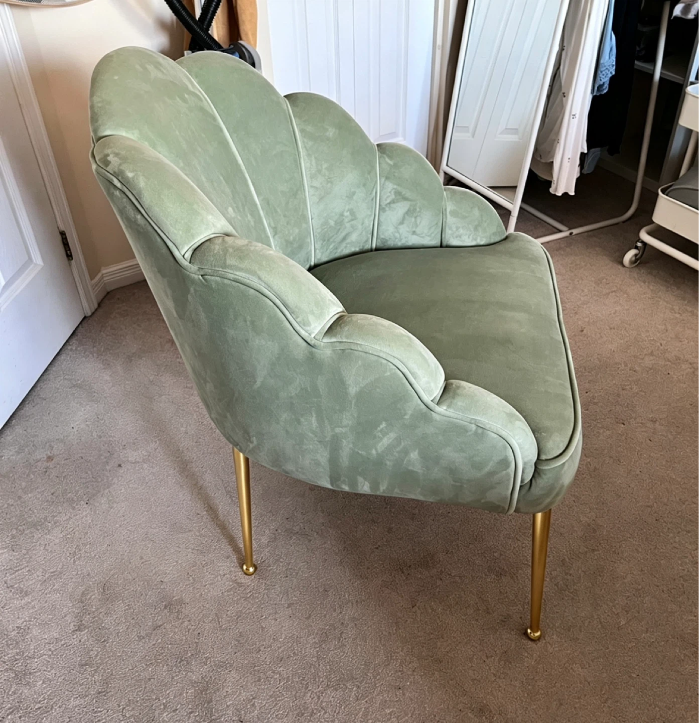 Light Green Velvet Accent Chair with Gold Legs - photo 2
