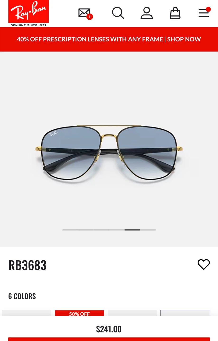 Ray-Ban RB3683 Sunglasses - Blue Lenses, Gold Frame - photo 4