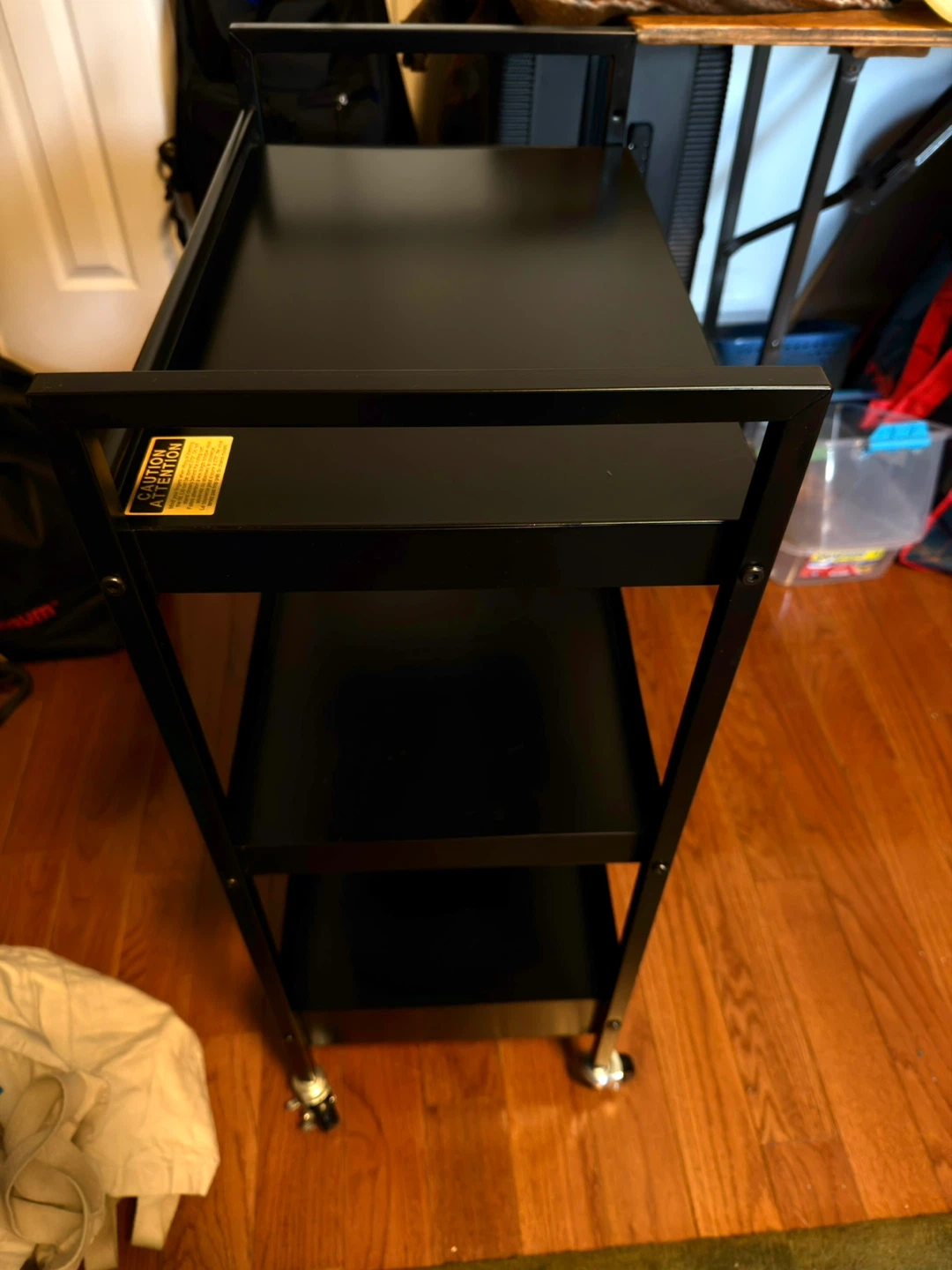 Black 3-Tier Utility Cart with Wheels - photo 2