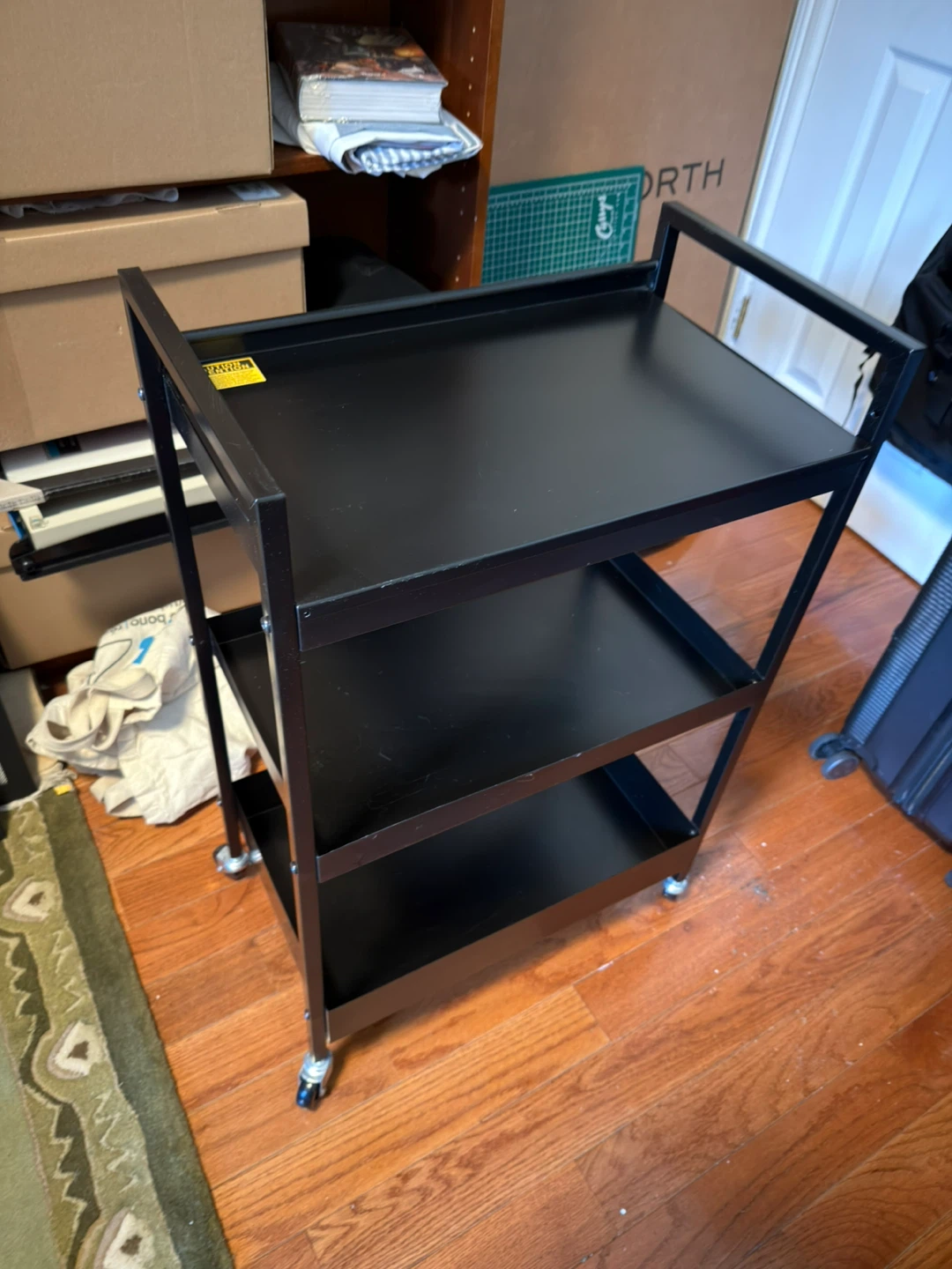 Black 3-Tier Utility Cart with Wheels