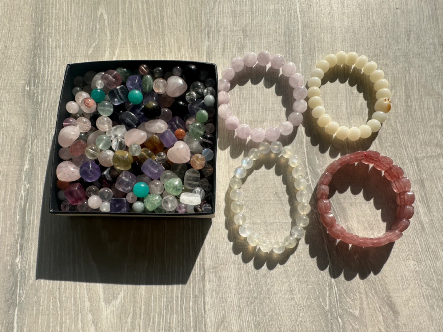 Assorted Crystal Bead Bracelets & Loose Beads