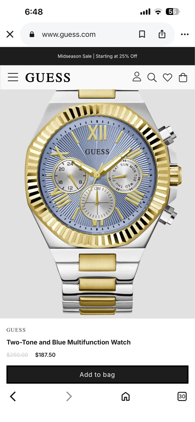 Guess Two-Tone and Blue Multifunction Watch - photo 4