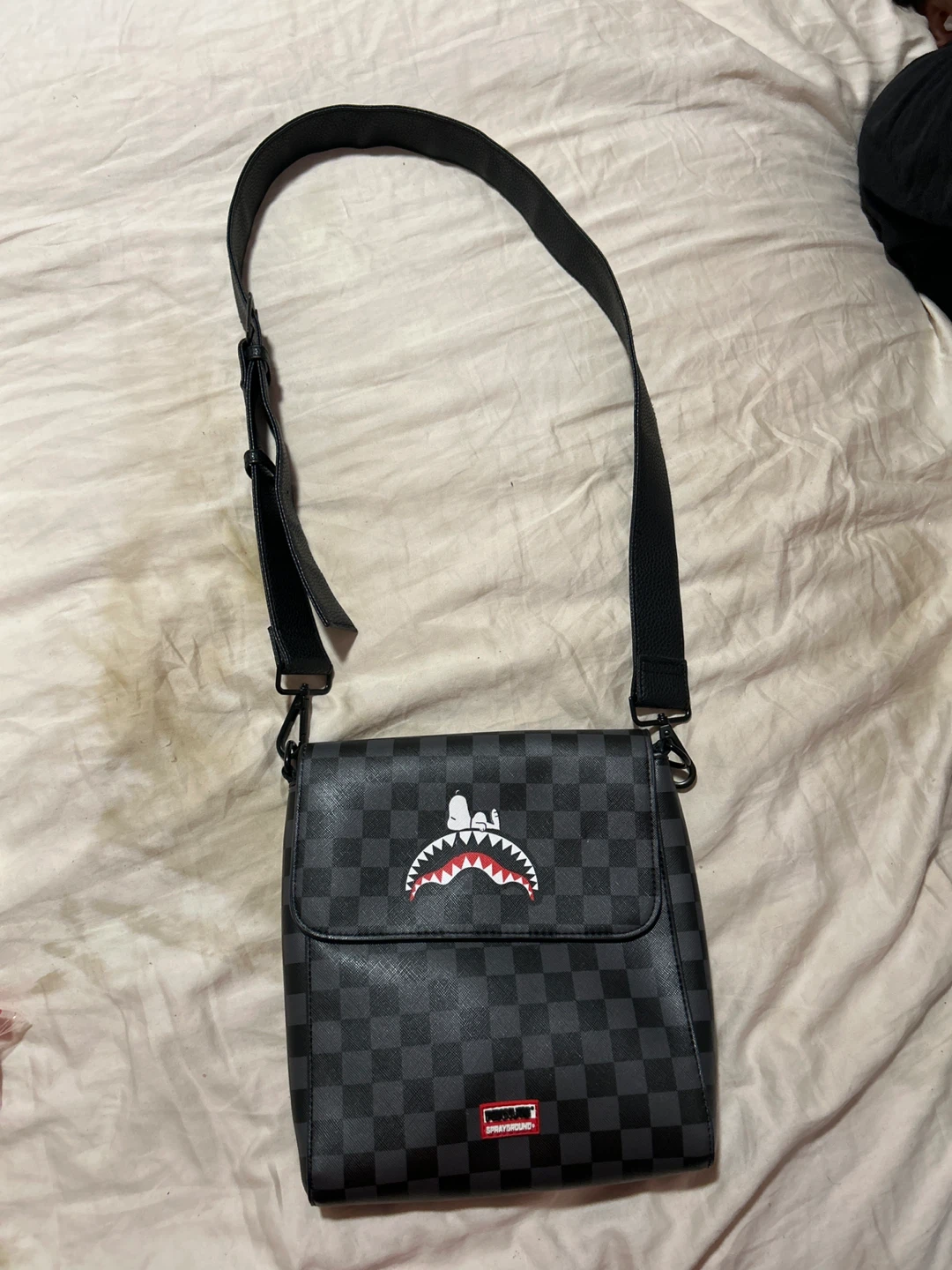 Sprayground Shark Checkered Crossbody Bag