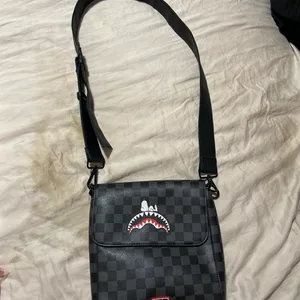 Sprayground Shark Checkered Crossbody Bag