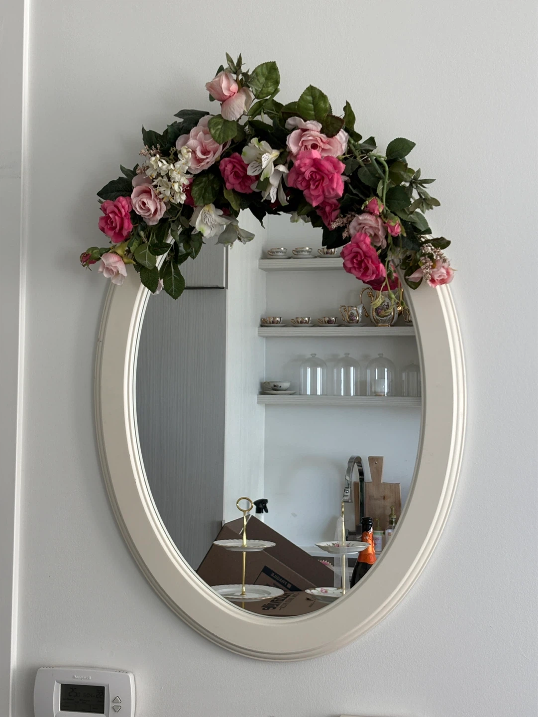 Oval Mirror with Floral Garland