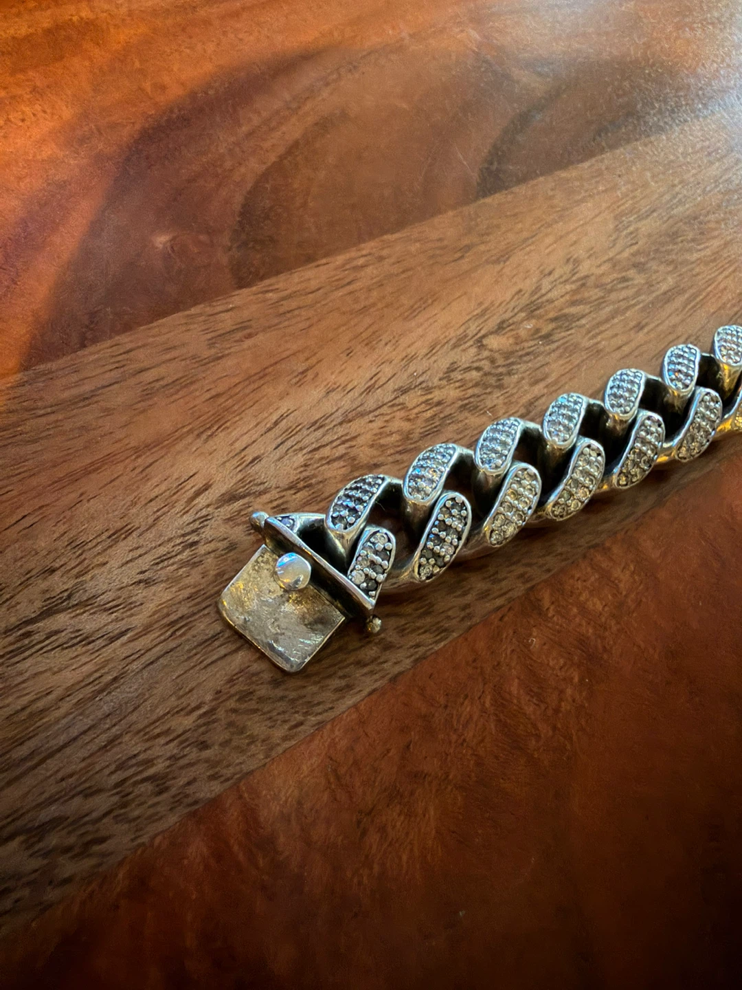 Men's Sterling CZ Cuban Link Bracelet 9inches, 10mm - photo 2