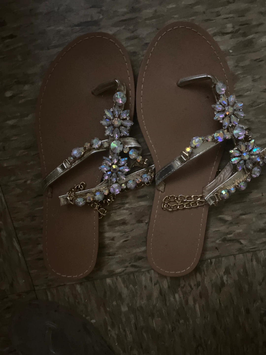 Embellished Thong Sandals Size 36